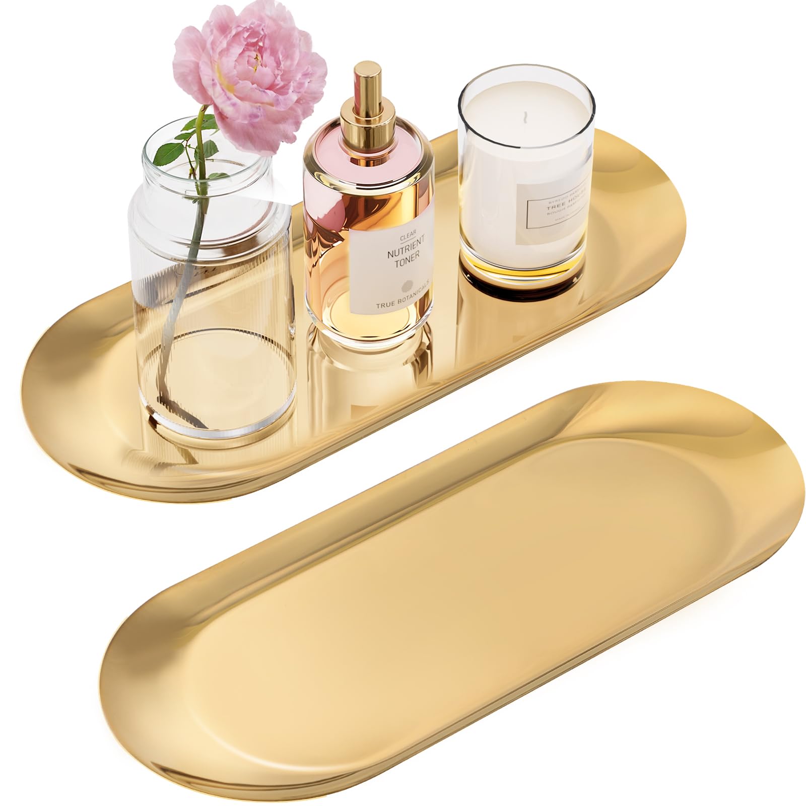 HASTHIP® 2Pcs Golden Trays Stainless HASTHIP® 2Pcs Golden Trays Stainless